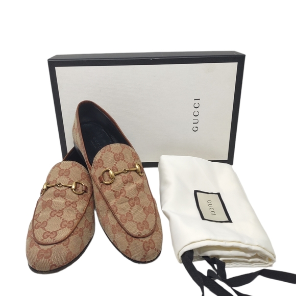 Gucci Shoes - Gucci 38 Jordaan Supreme GG monogram logo canvas leather loafers